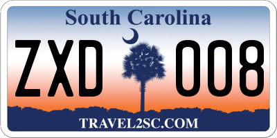 SC license plate ZXD008