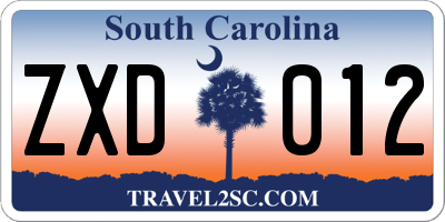 SC license plate ZXD012