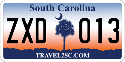 SC license plate ZXD013