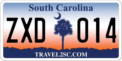 SC license plate ZXD014