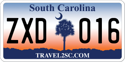 SC license plate ZXD016