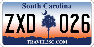SC license plate ZXD026