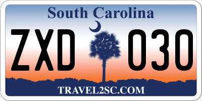 SC license plate ZXD030