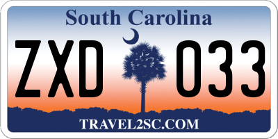 SC license plate ZXD033