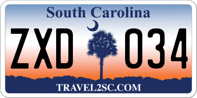 SC license plate ZXD034