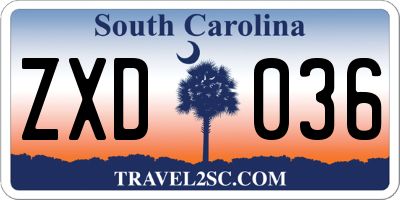 SC license plate ZXD036