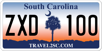 SC license plate ZXD100