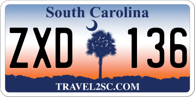 SC license plate ZXD136