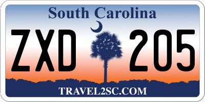SC license plate ZXD205