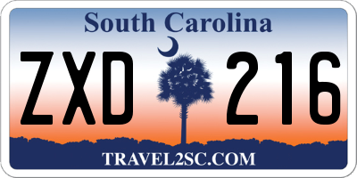 SC license plate ZXD216