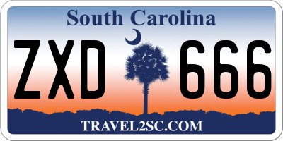 SC license plate ZXD666