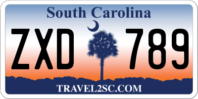 SC license plate ZXD789
