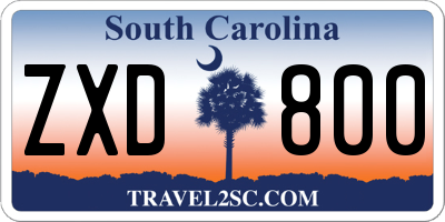 SC license plate ZXD800