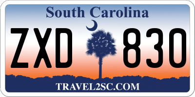SC license plate ZXD830