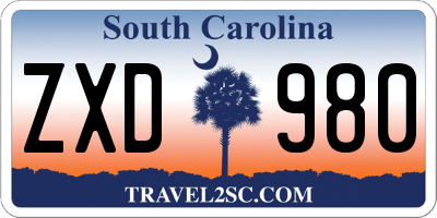 SC license plate ZXD980