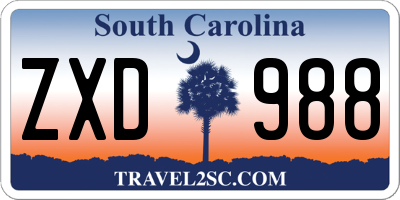 SC license plate ZXD988