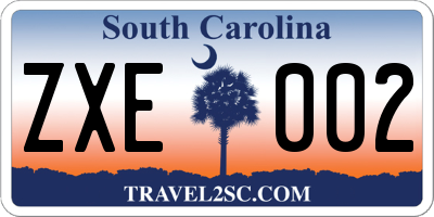 SC license plate ZXE002