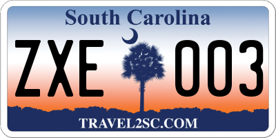SC license plate ZXE003
