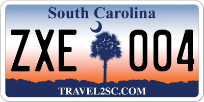 SC license plate ZXE004