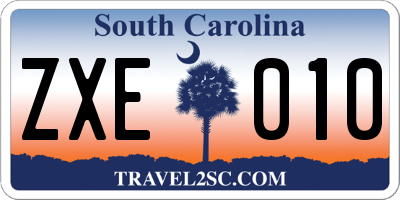 SC license plate ZXE010