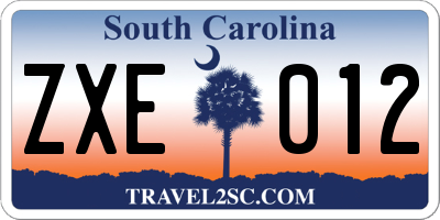 SC license plate ZXE012