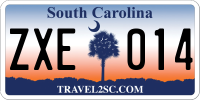 SC license plate ZXE014