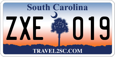 SC license plate ZXE019