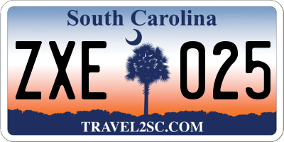 SC license plate ZXE025