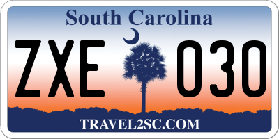 SC license plate ZXE030