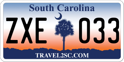 SC license plate ZXE033