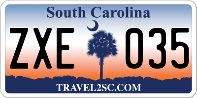 SC license plate ZXE035