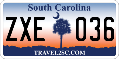 SC license plate ZXE036