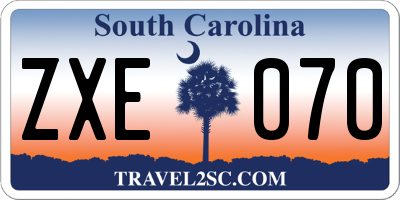 SC license plate ZXE070