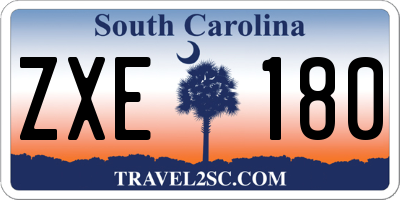 SC license plate ZXE180