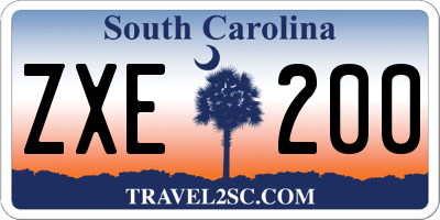 SC license plate ZXE200