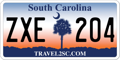 SC license plate ZXE204