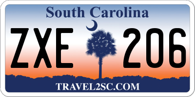 SC license plate ZXE206