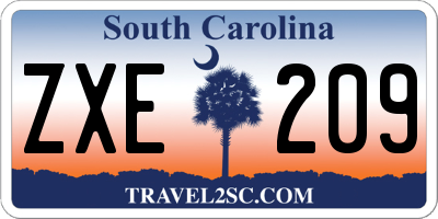 SC license plate ZXE209