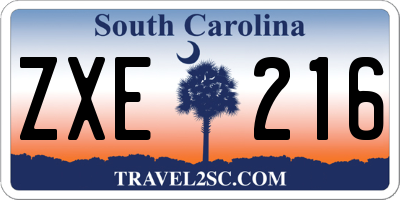 SC license plate ZXE216