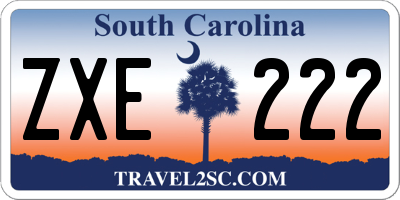 SC license plate ZXE222