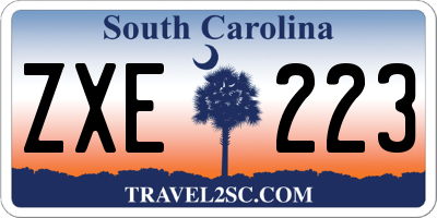 SC license plate ZXE223
