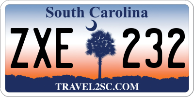 SC license plate ZXE232