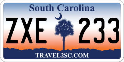 SC license plate ZXE233