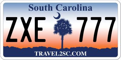 SC license plate ZXE777