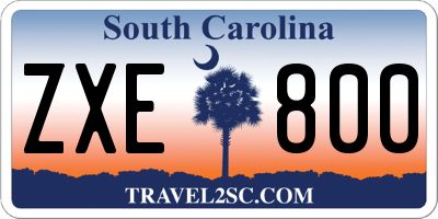 SC license plate ZXE800