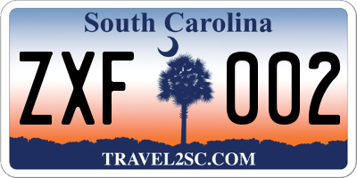 SC license plate ZXF002