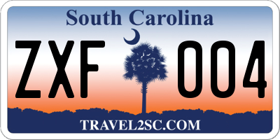 SC license plate ZXF004