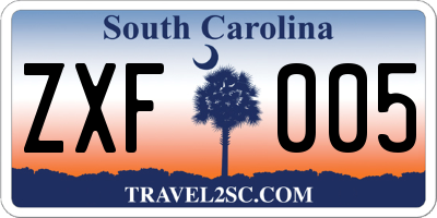 SC license plate ZXF005