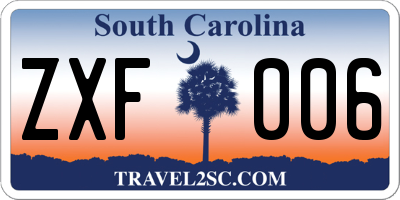 SC license plate ZXF006