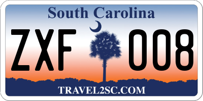 SC license plate ZXF008